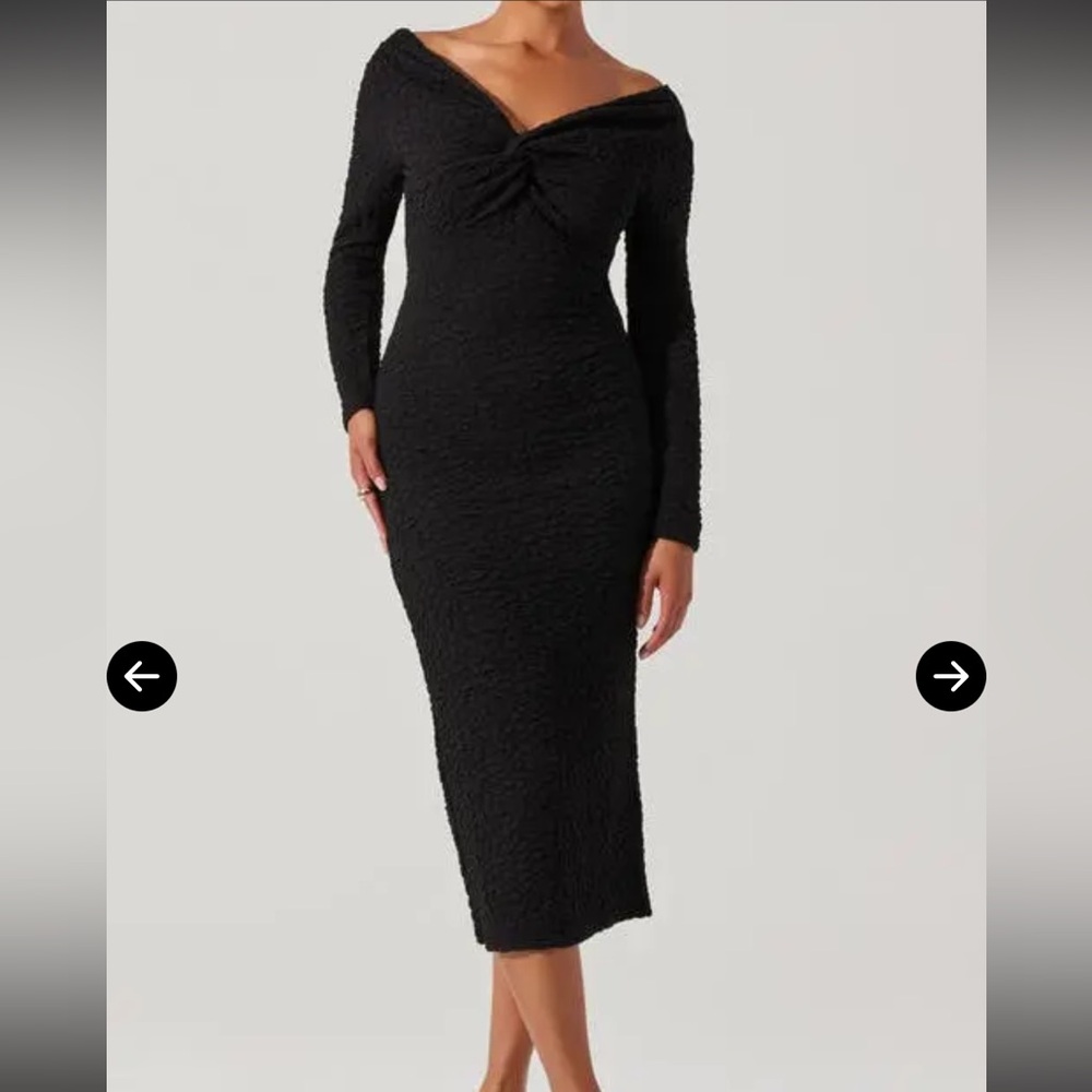 Astr Black Off-Shoulder Midi Dress